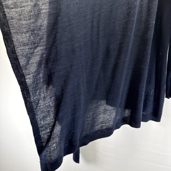 Susan Graver Women's Cardigan Large Solid Navy Blue Lightweight Asymmetrical Hem - Picture 5 of 8